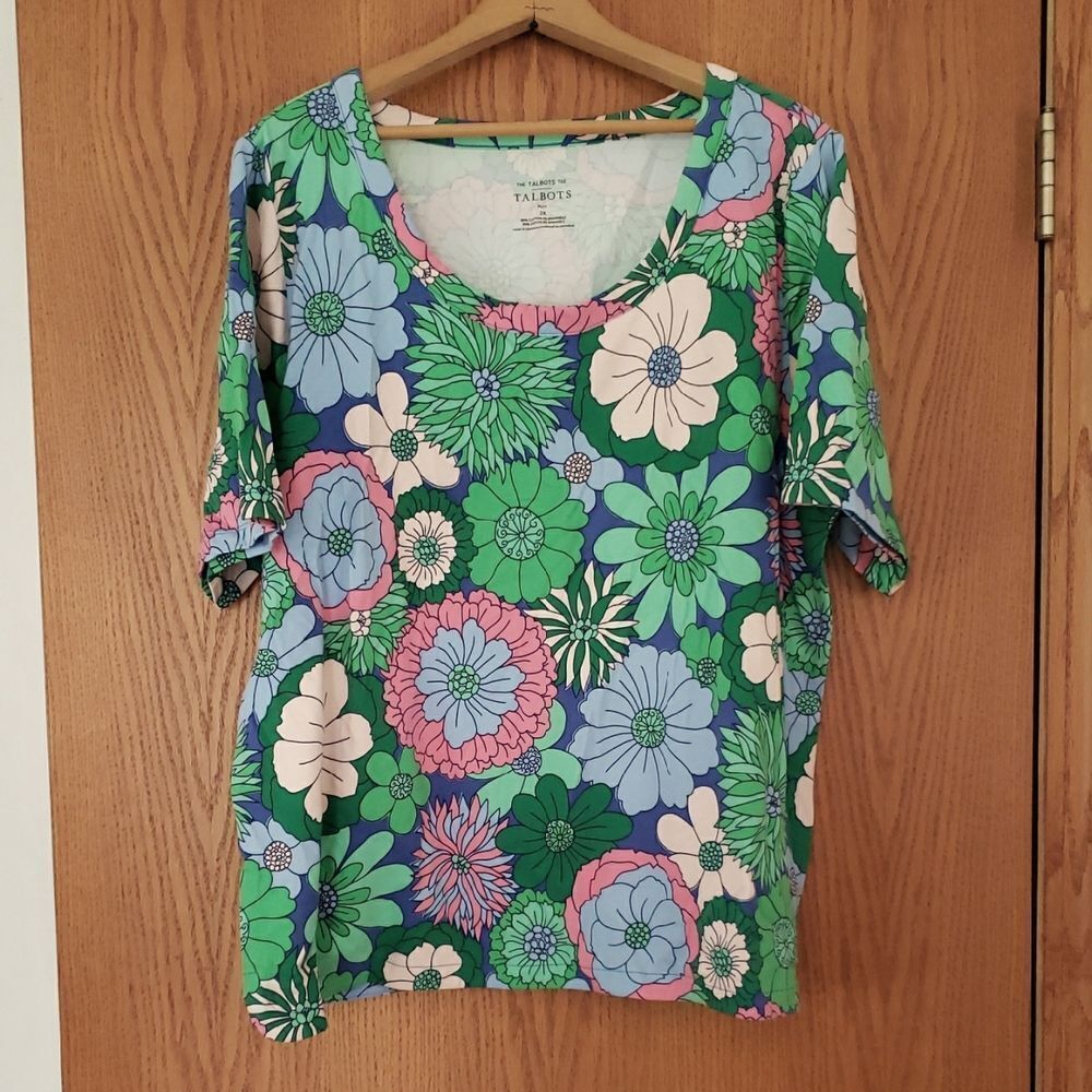 Pretty Floral Talbots Top Sz 2X